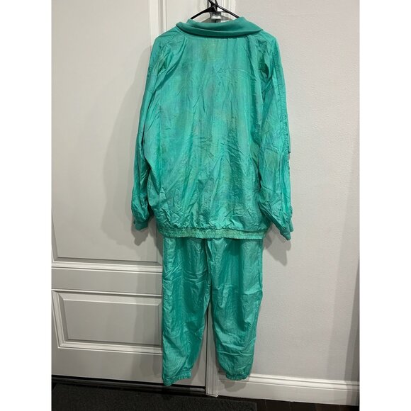 Vintage Casual Isle Windbreaker Tracksuit Set Teal Sz XL Reversible Retro Sport - Picture 4 of 16